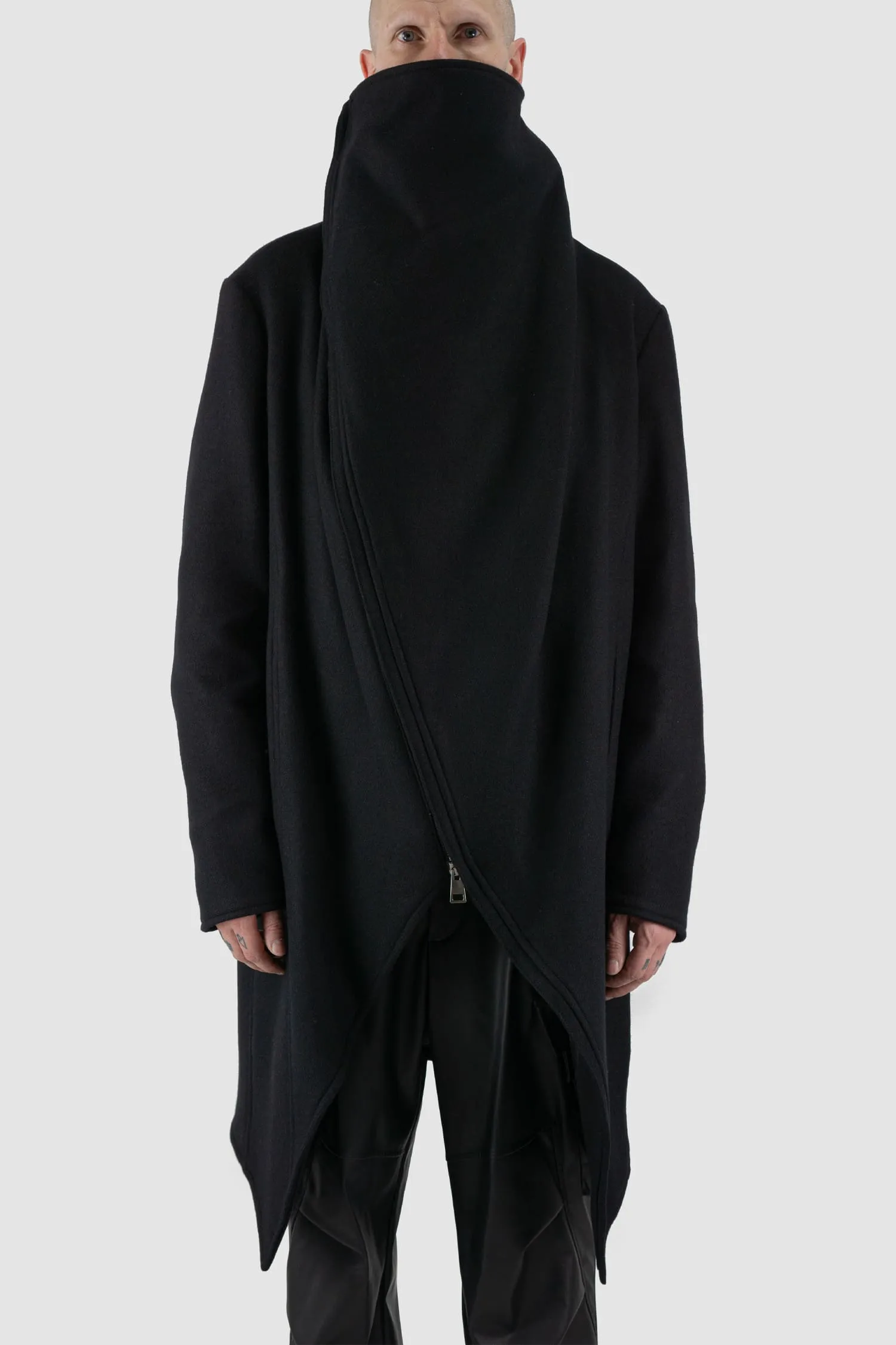 Asymmetric Wool Blend Coat
