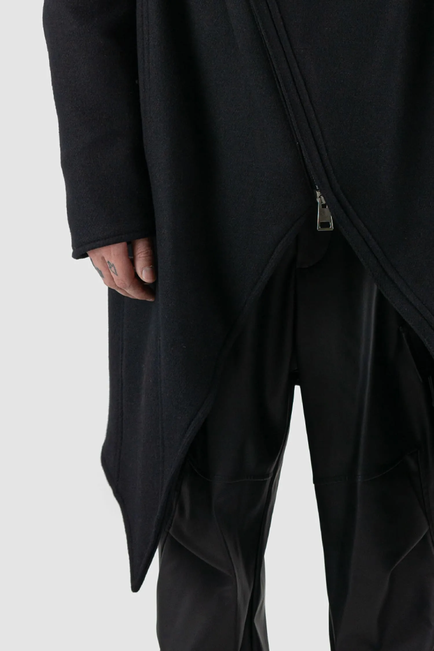 Asymmetric Wool Blend Coat