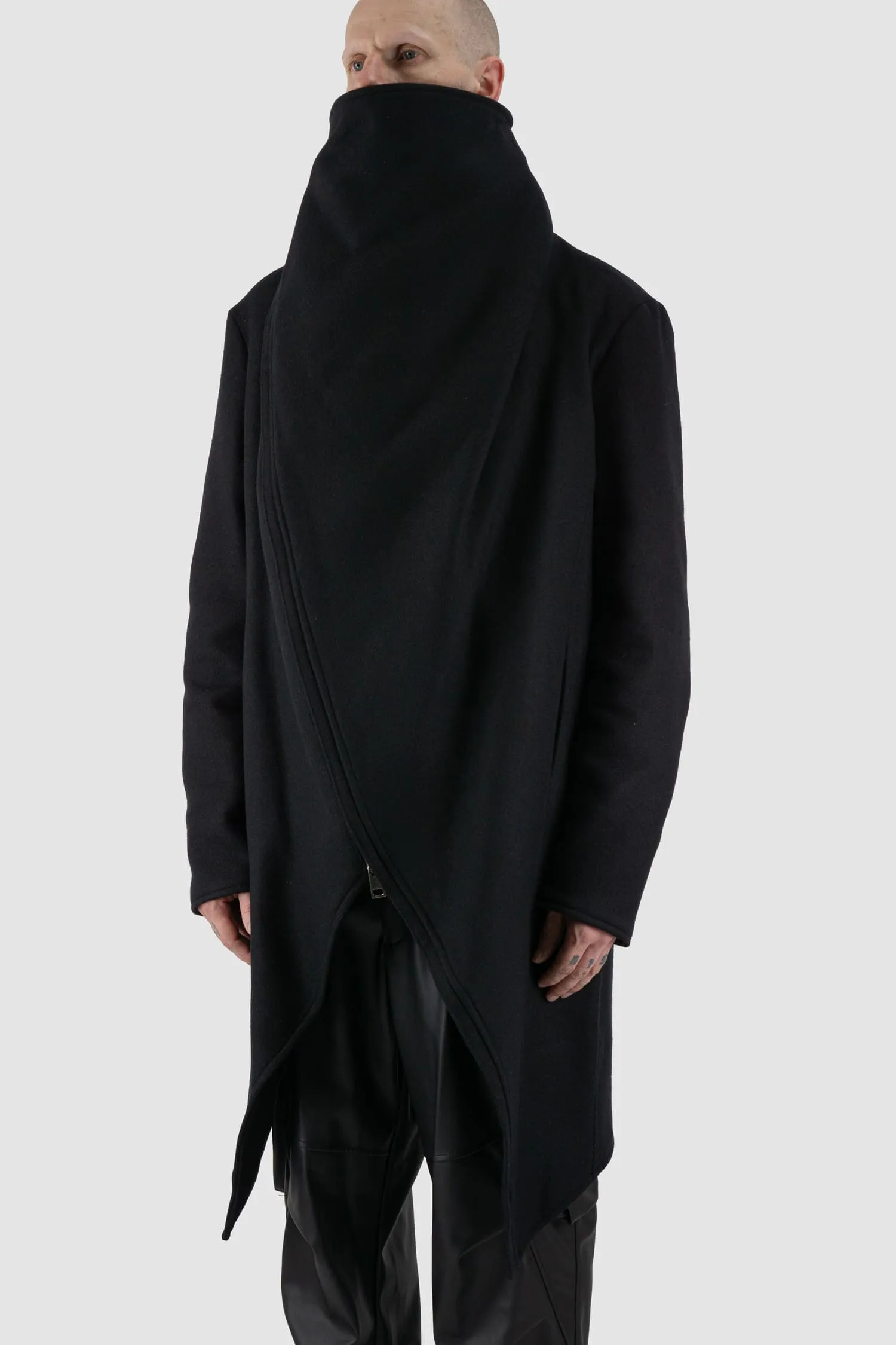 Asymmetric Wool Blend Coat