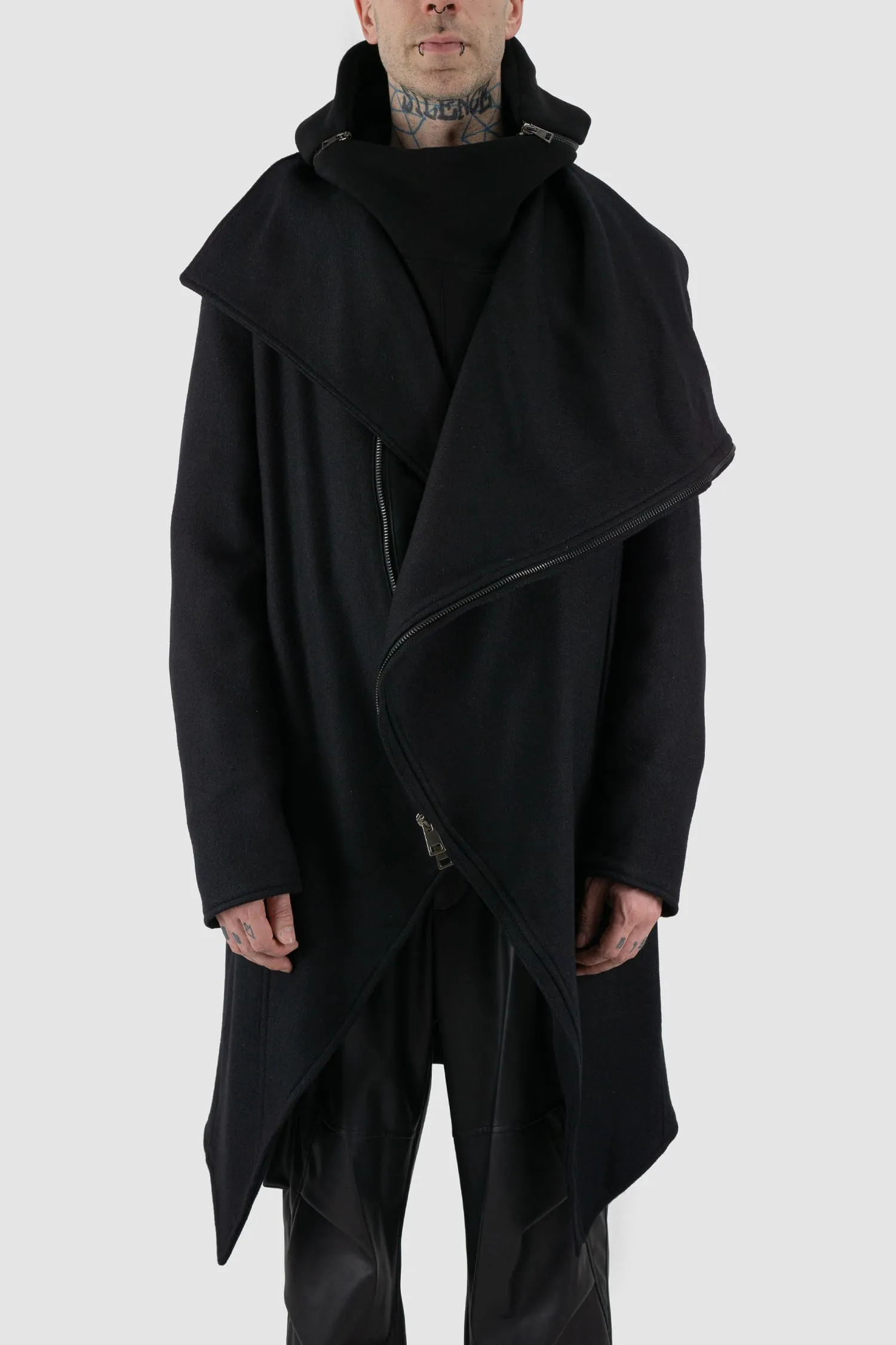 Asymmetric Wool Blend Coat
