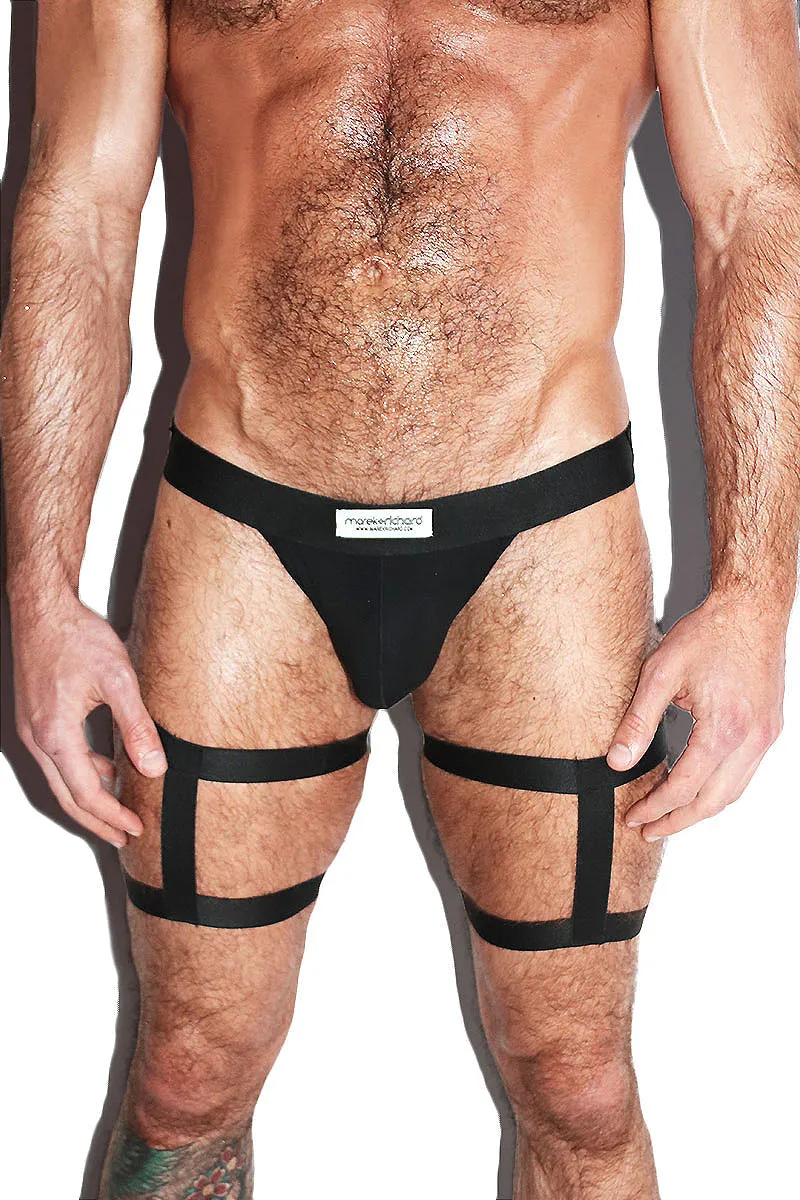 Baseball Cutout Harness Jock Shorts- Black