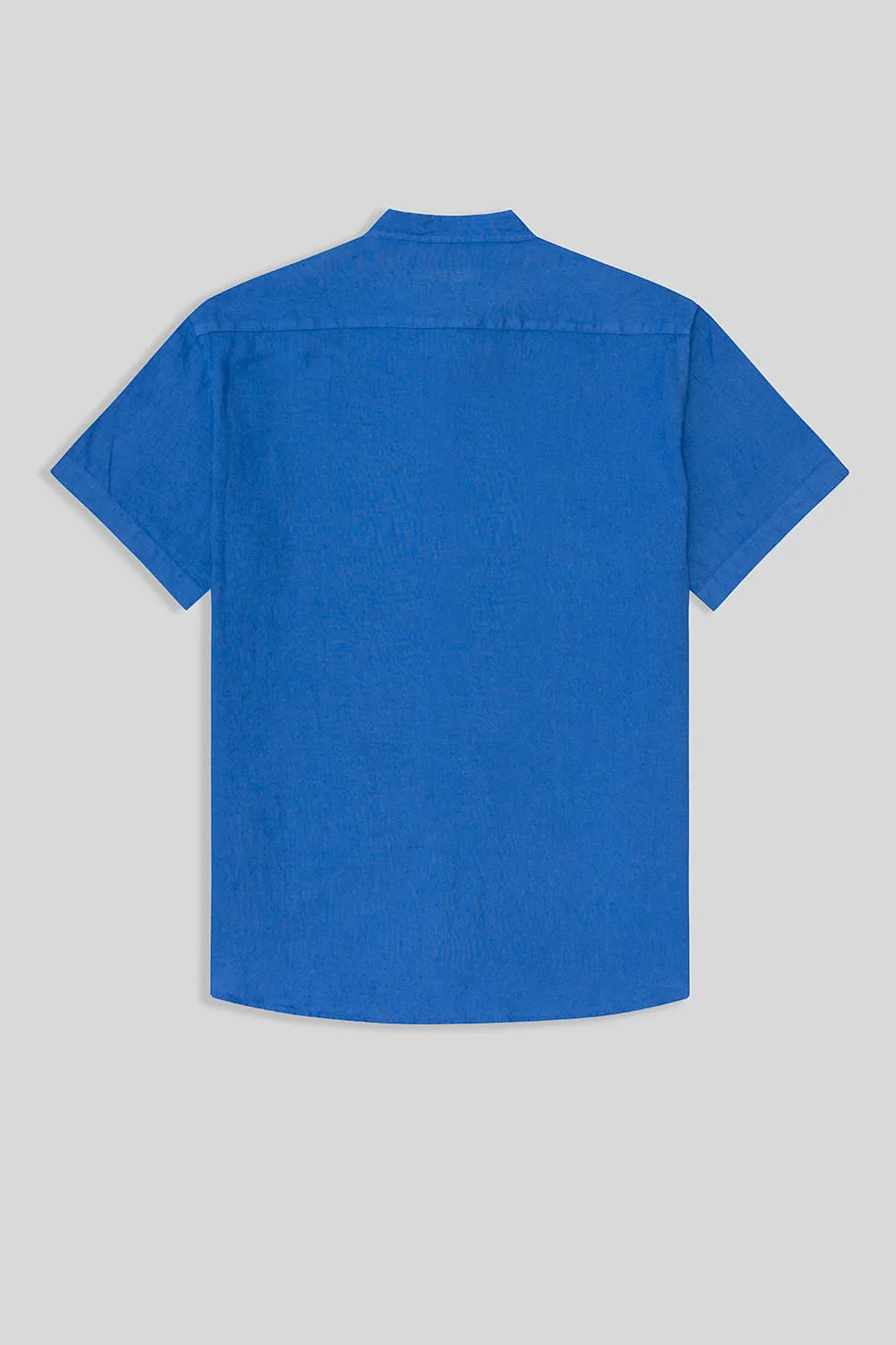 basic linen shirt mao collar blue intense