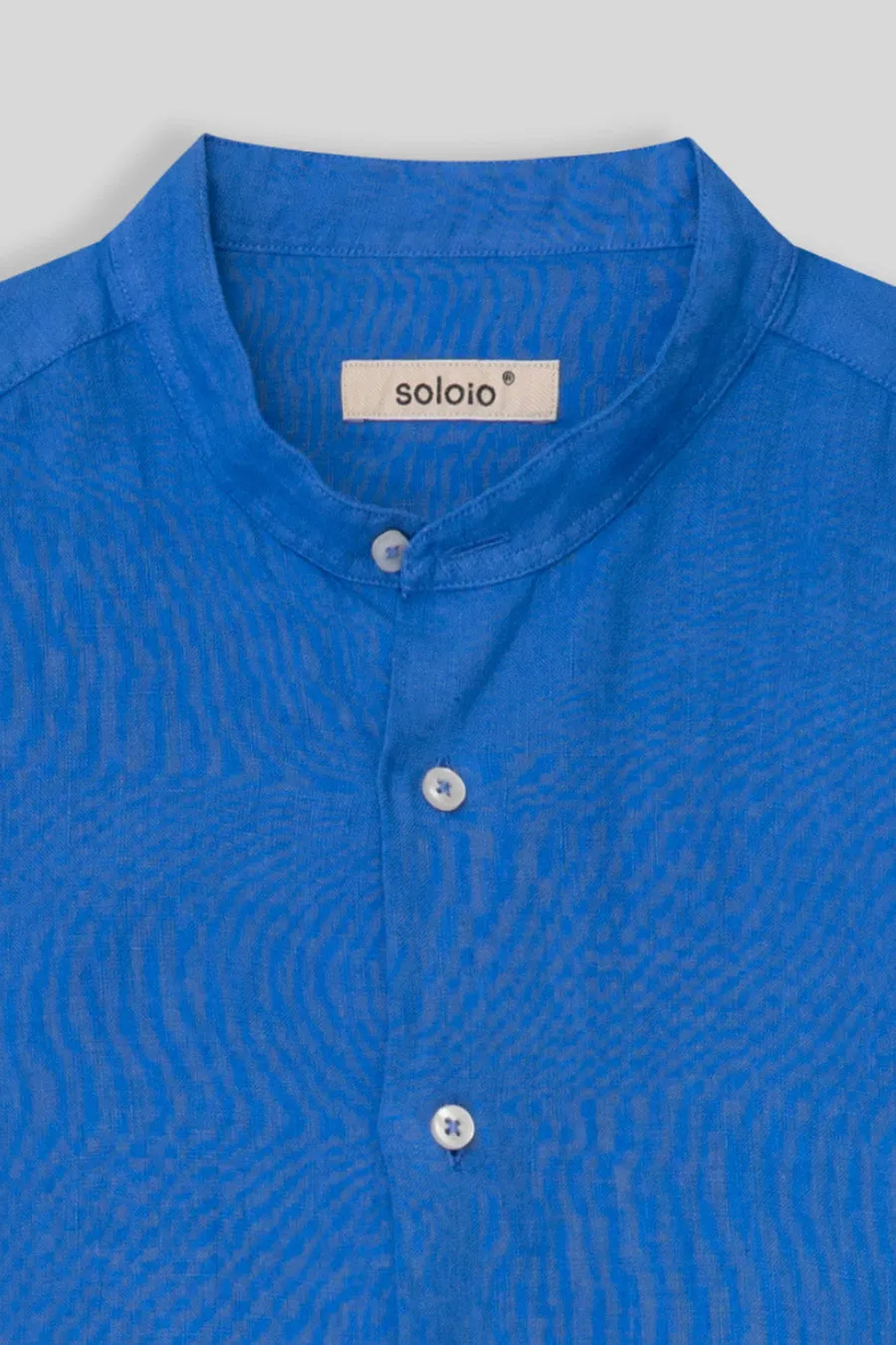 basic linen shirt mao collar blue intense