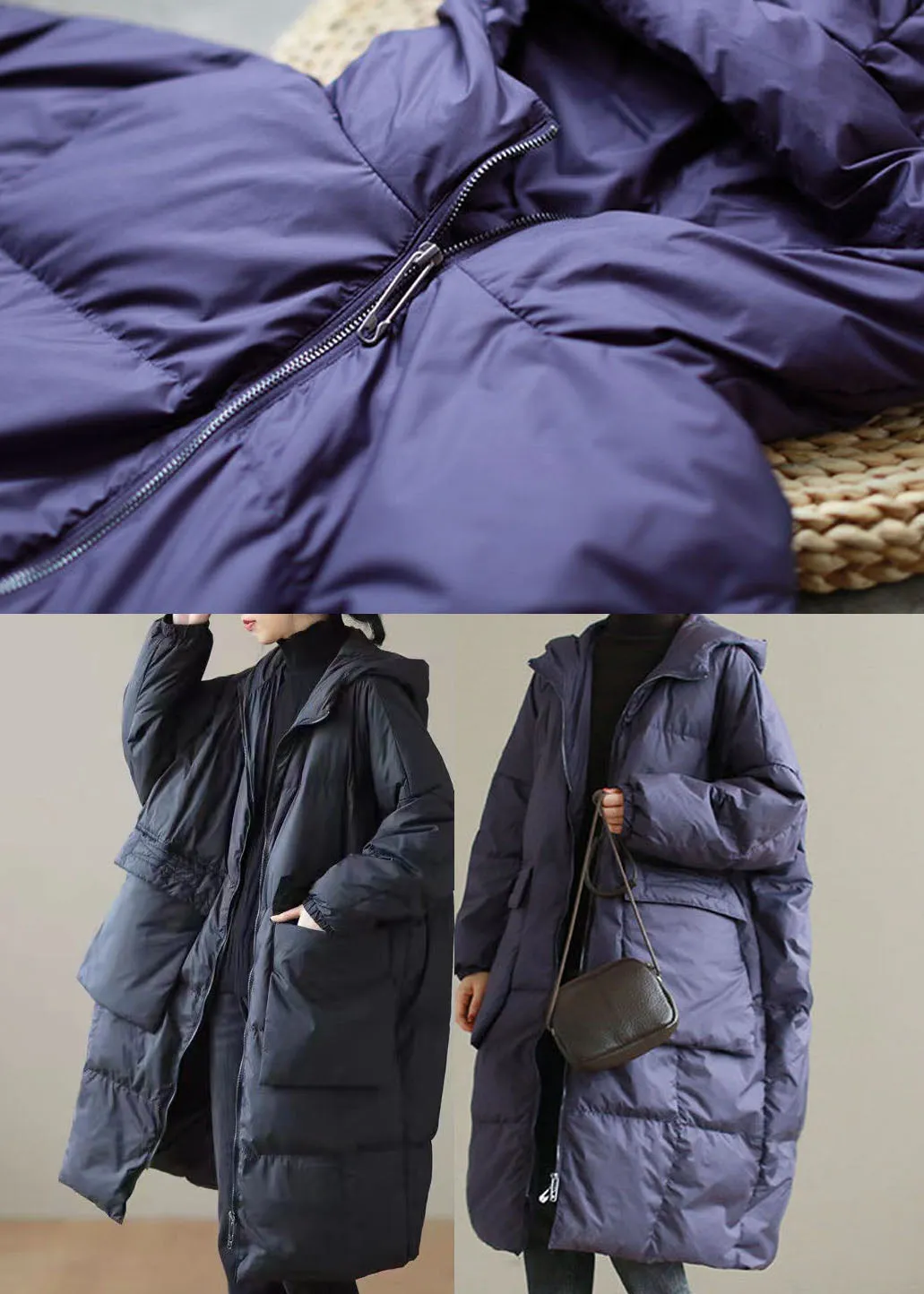 Black warm Duck Down Winter Coats Zip Up Winter QD007