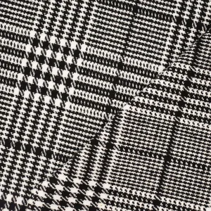 Black-White Melton Poly-Wool Glen Plaid Woven Jacketing Fabric
