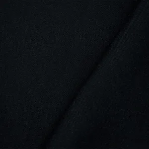 Black Wool-Cotton Solid Twill Jacketing Woven Fabric