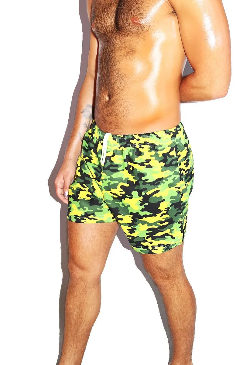 Camo Athletic Shorts-Yellow