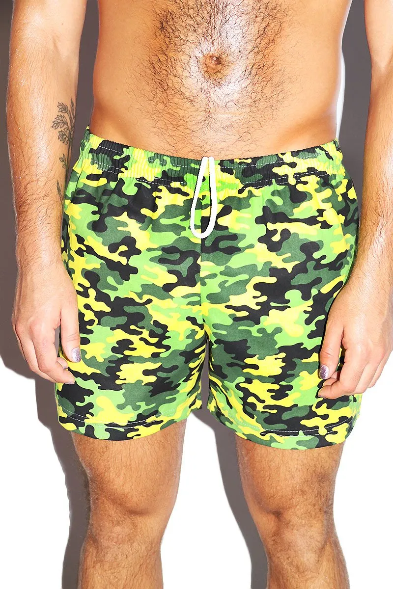 Camo Athletic Shorts-Yellow