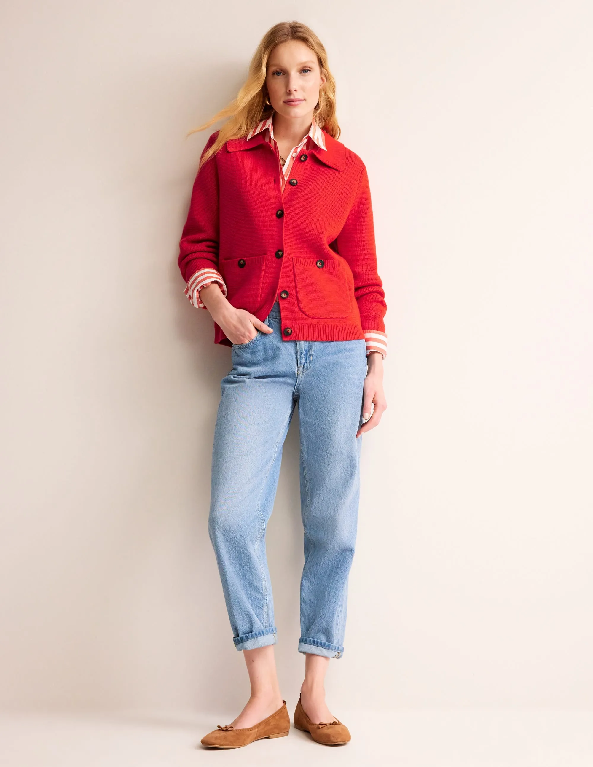 Emily Wool Blend Cardigan-Post Box Red