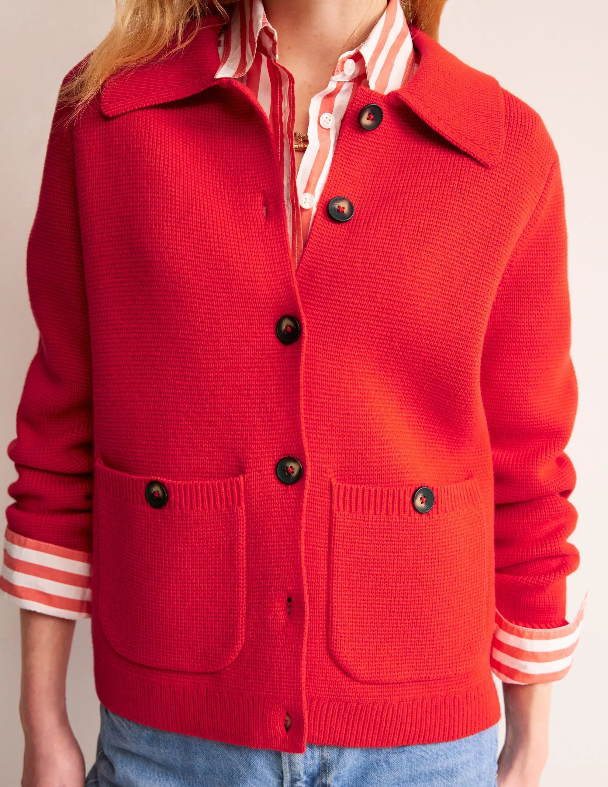 Emily Wool Blend Cardigan-Post Box Red