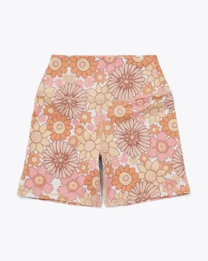 Flower Power Coral Biker Shorts