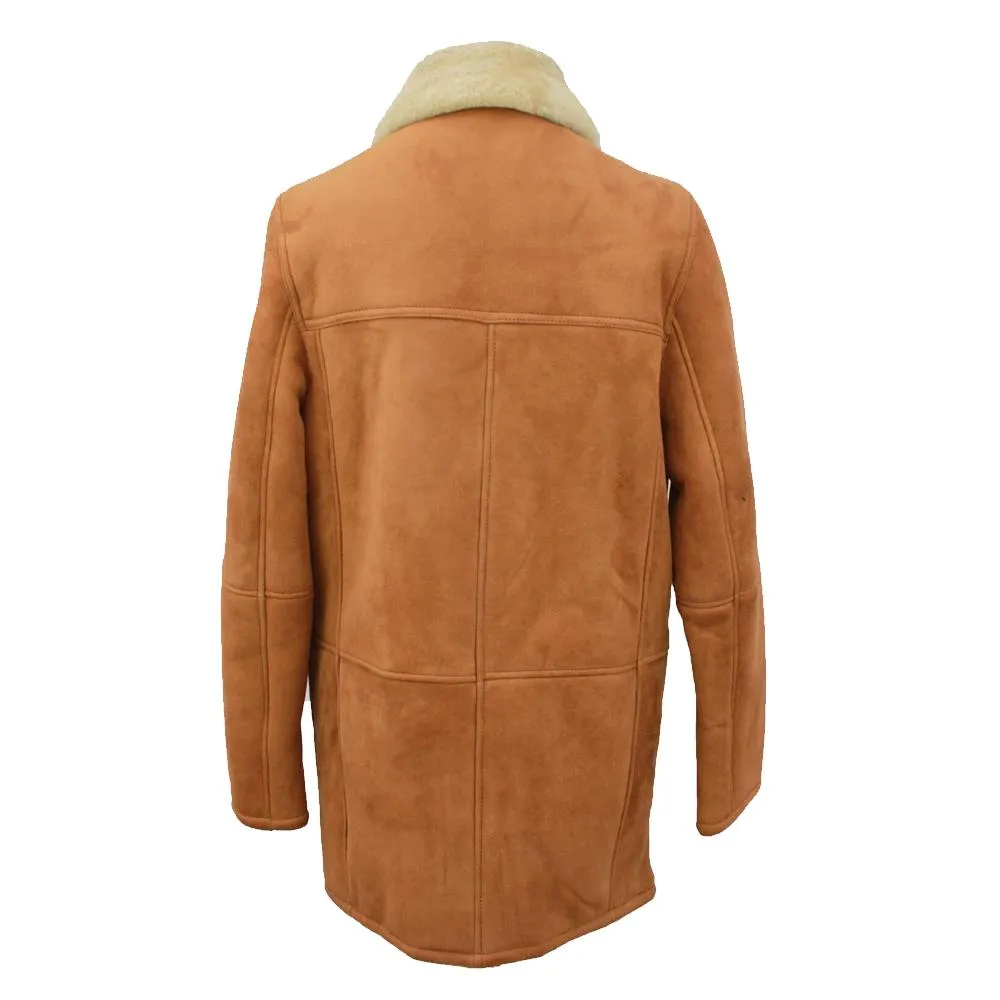 Mens Claude Suede Sheepskin Jacket - Tan