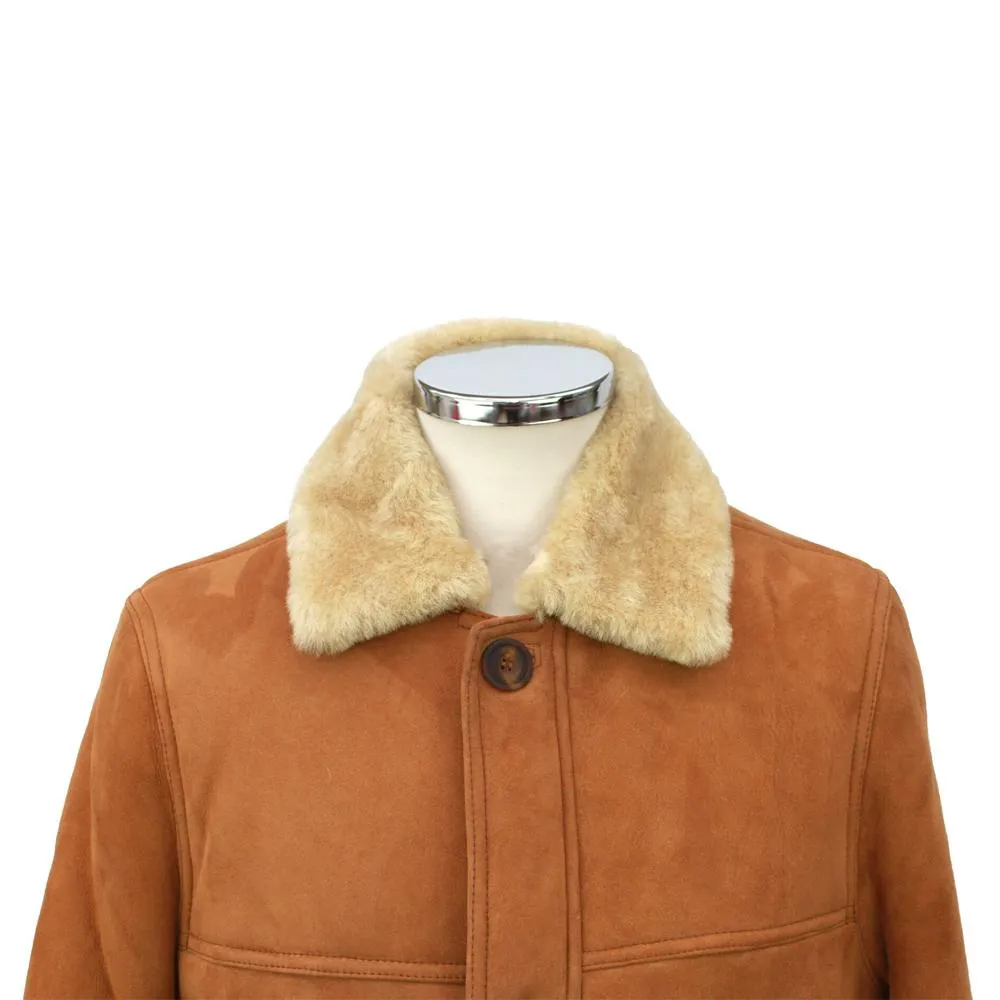 Mens Claude Suede Sheepskin Jacket - Tan