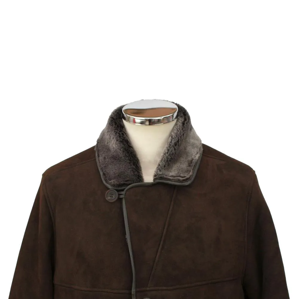 Mens Edward Suede Sheepskin Jacket - Chocolate