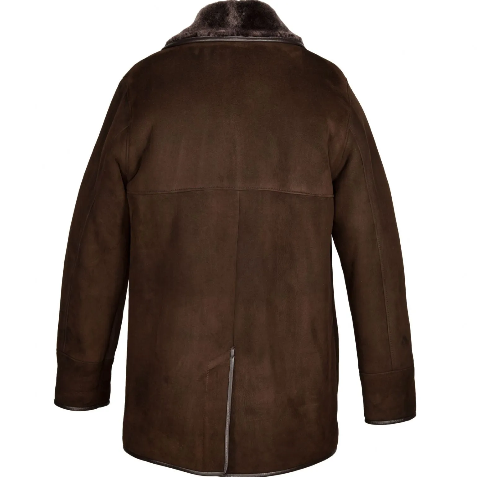 Mens Edward Suede Sheepskin Jacket - Chocolate