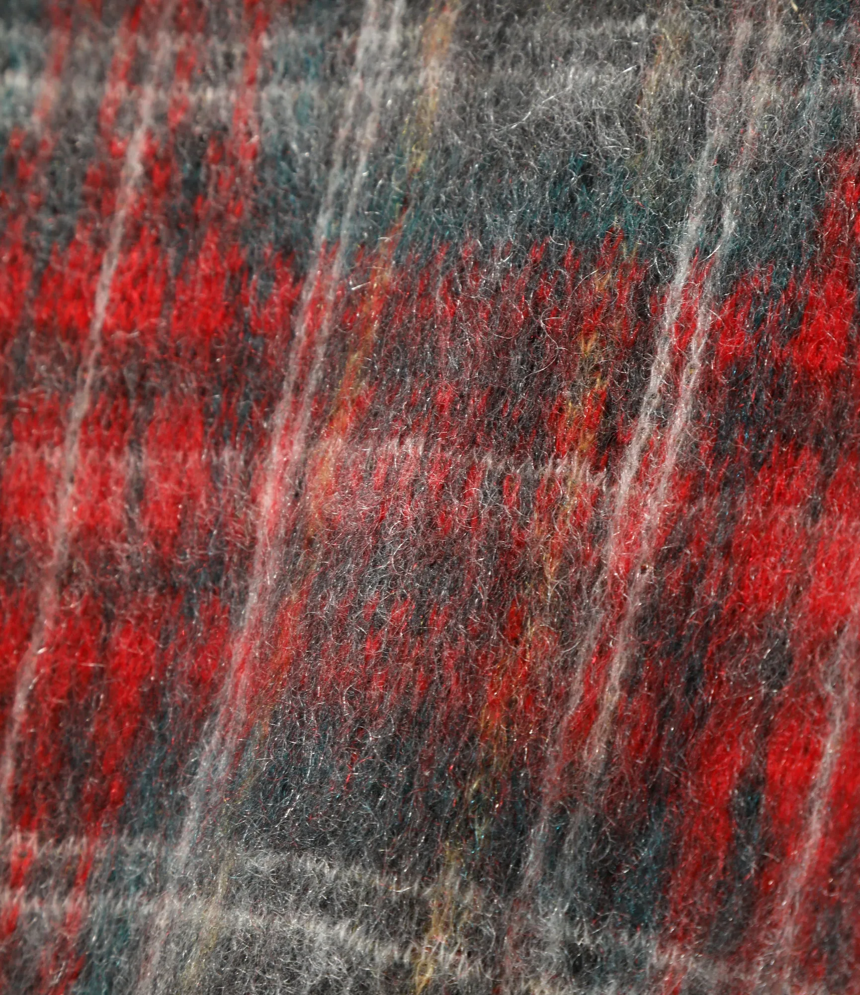 Mohair Cardigan - Red / Black - Plaid