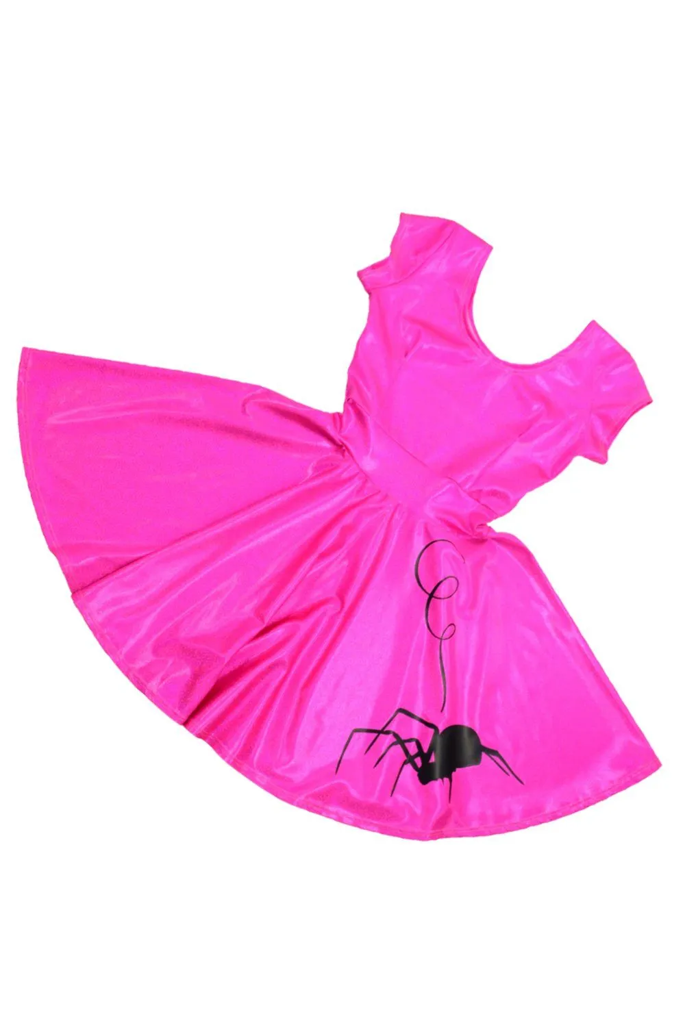 Neon Pink Cap Sleeve Spider Skater Dress