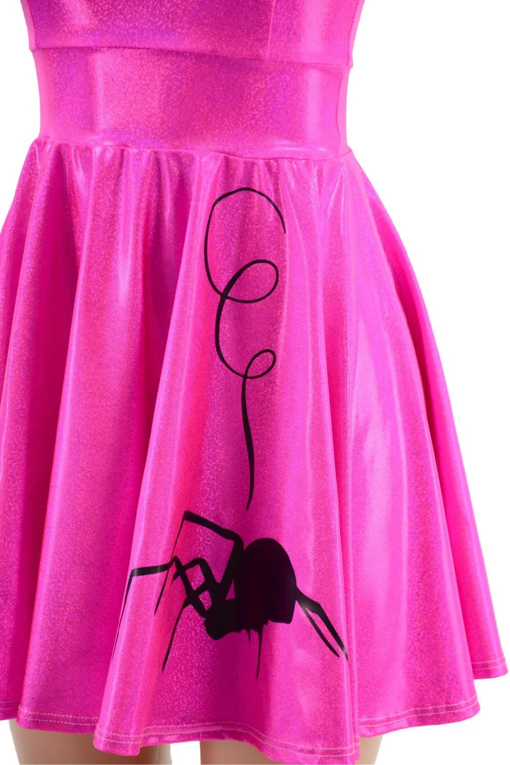 Neon Pink Cap Sleeve Spider Skater Dress
