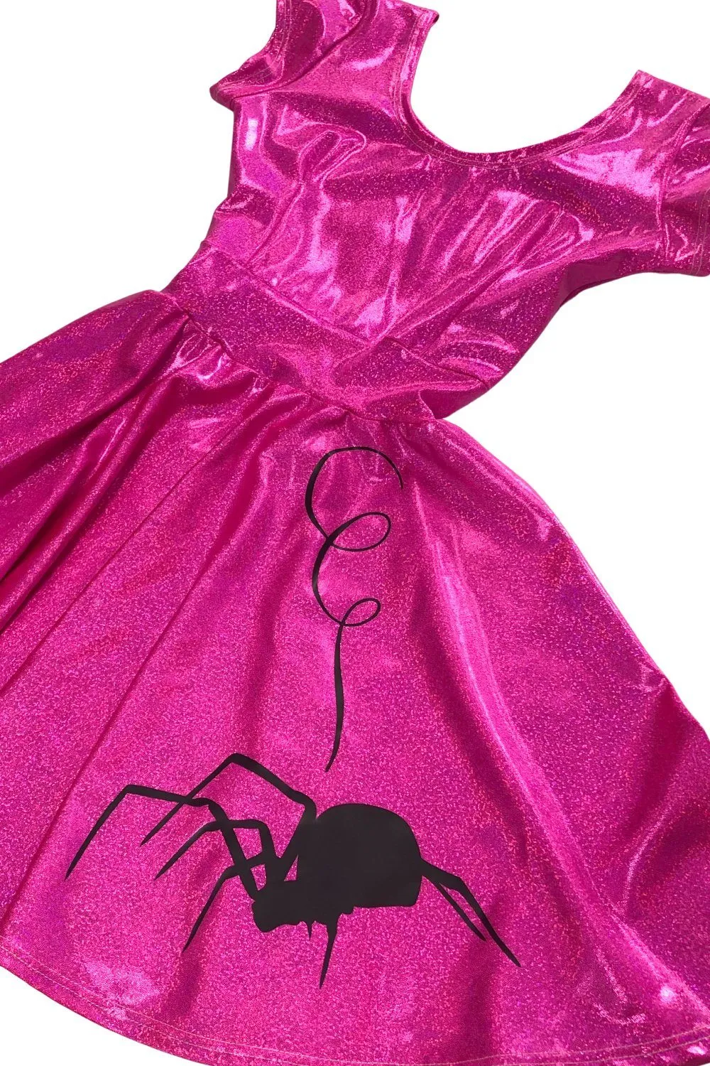Neon Pink Cap Sleeve Spider Skater Dress