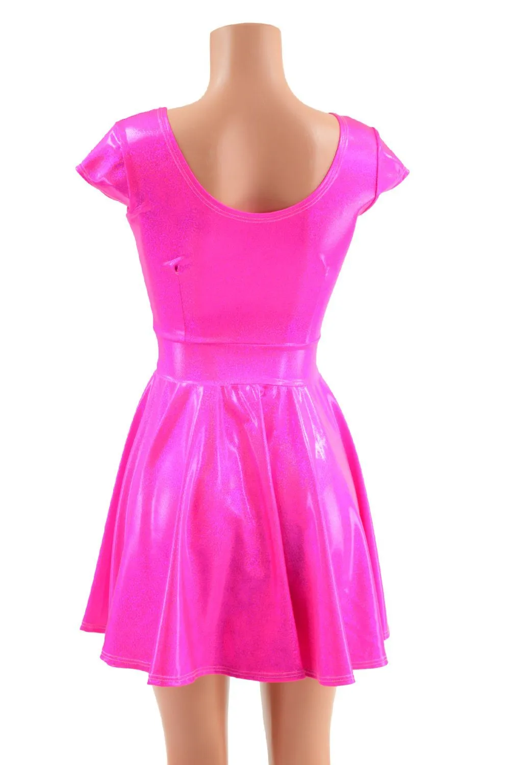 Neon Pink Cap Sleeve Spider Skater Dress