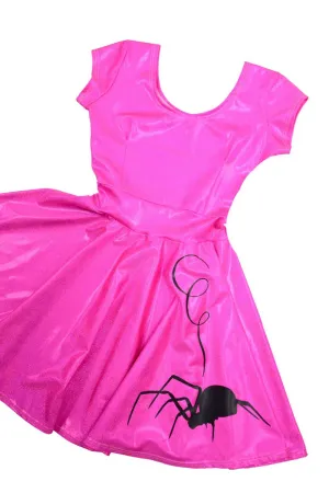 Neon Pink Cap Sleeve Spider Skater Dress