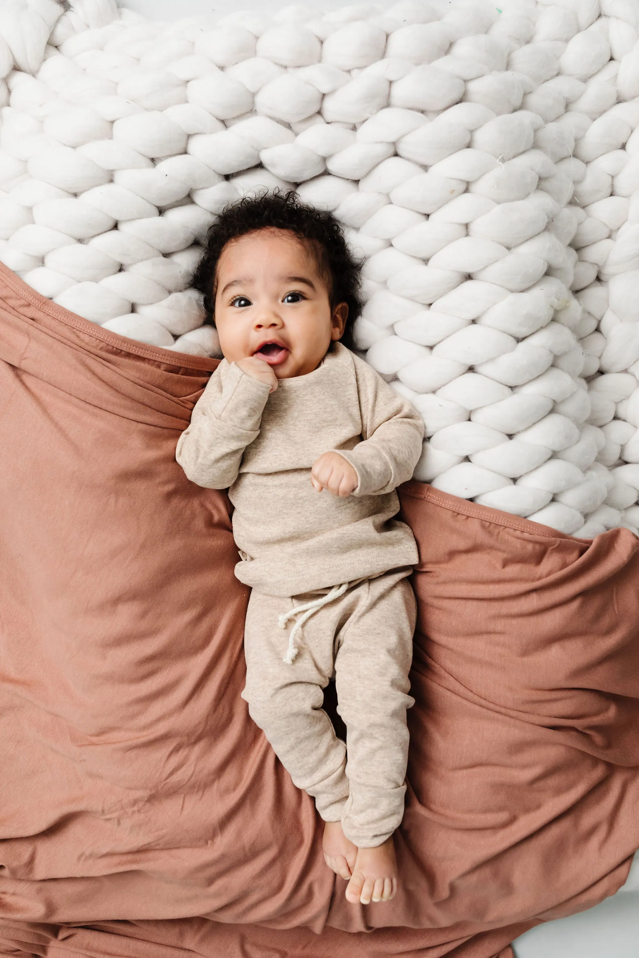 rib knit pant CO - oatmeal