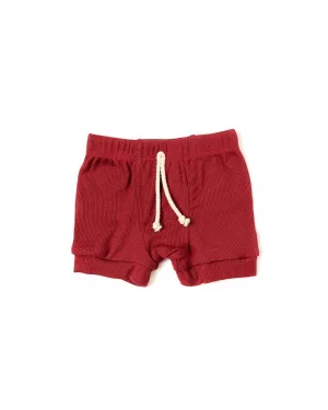 rib knit shorts CO - scarlet