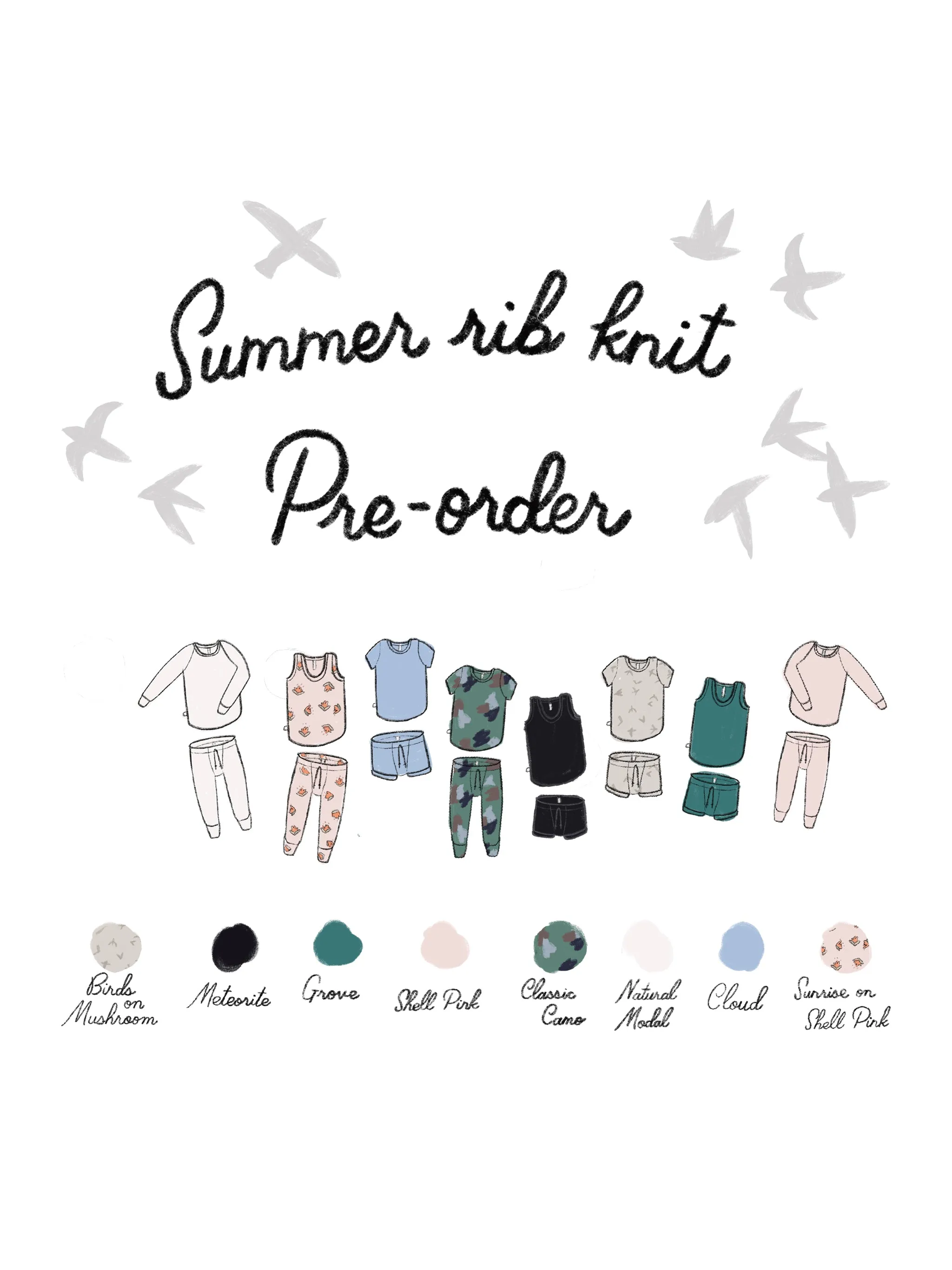 rib knit shorts CO - shell pink