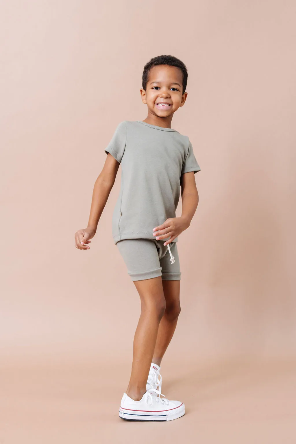rib knit shorts CO - vetiver