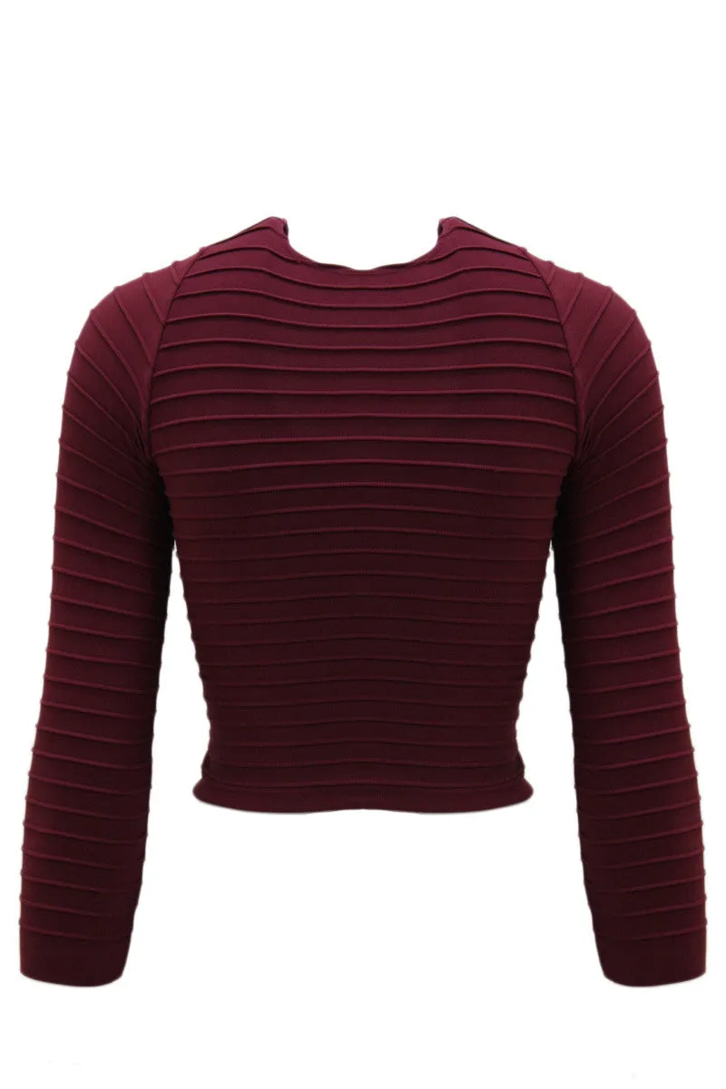 Seamless Ribbed 3/4 Sleeve Crop Top