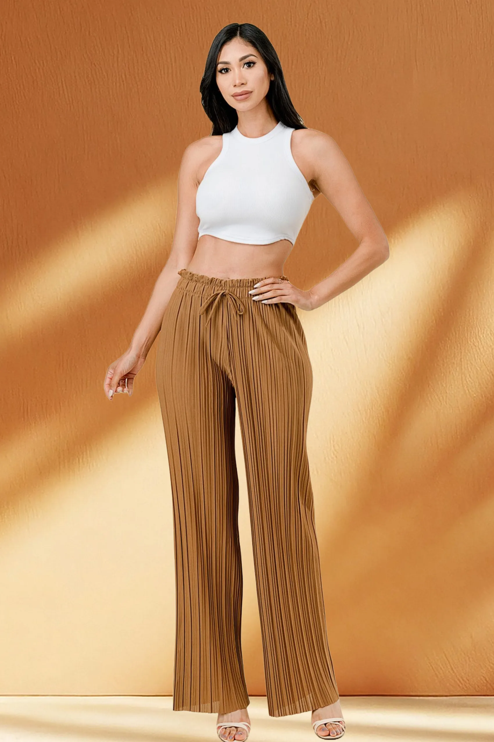 Solid Pleated Pants