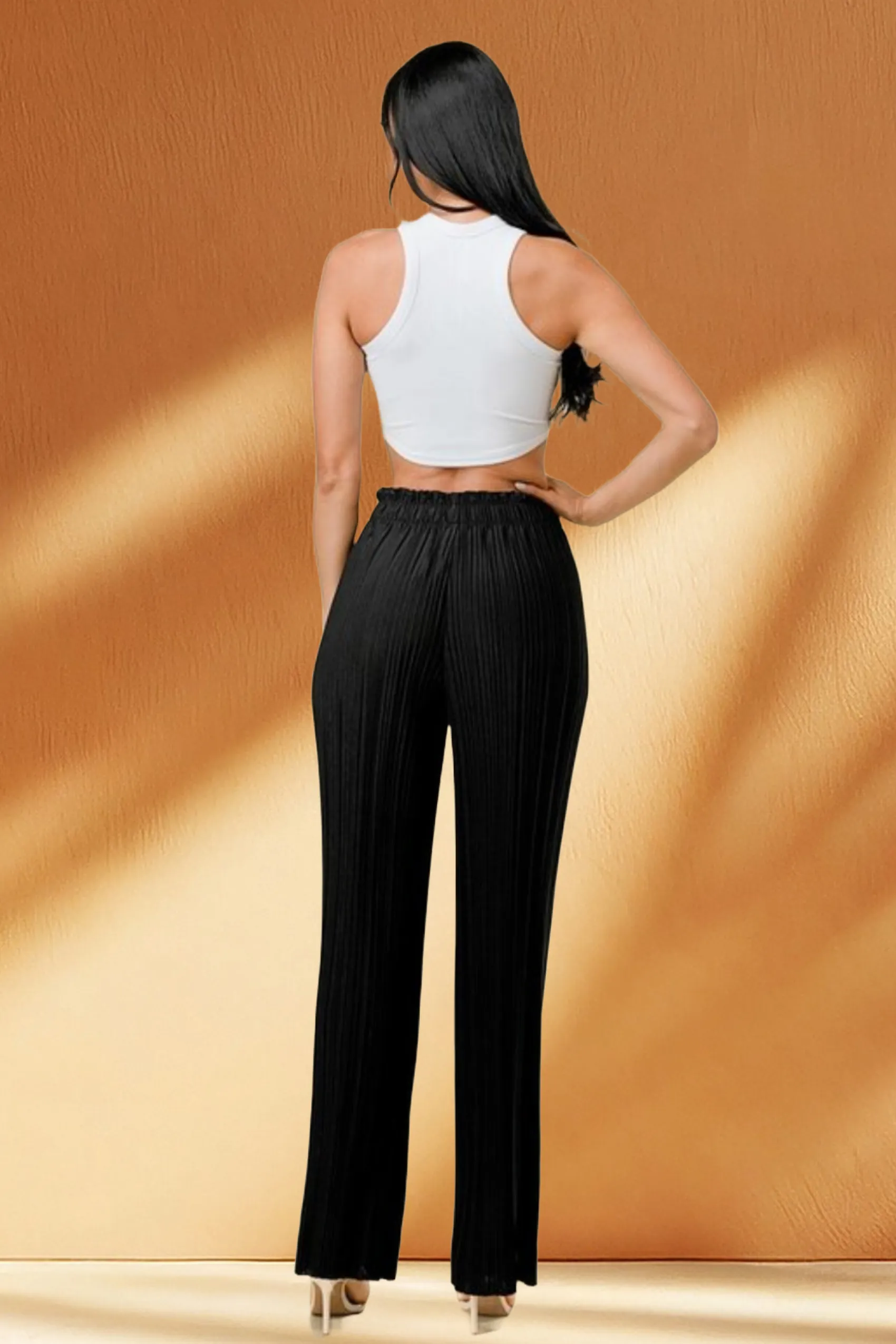 Solid Pleated Pants
