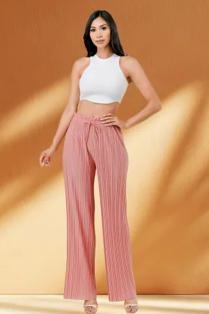 Solid Pleated Pants