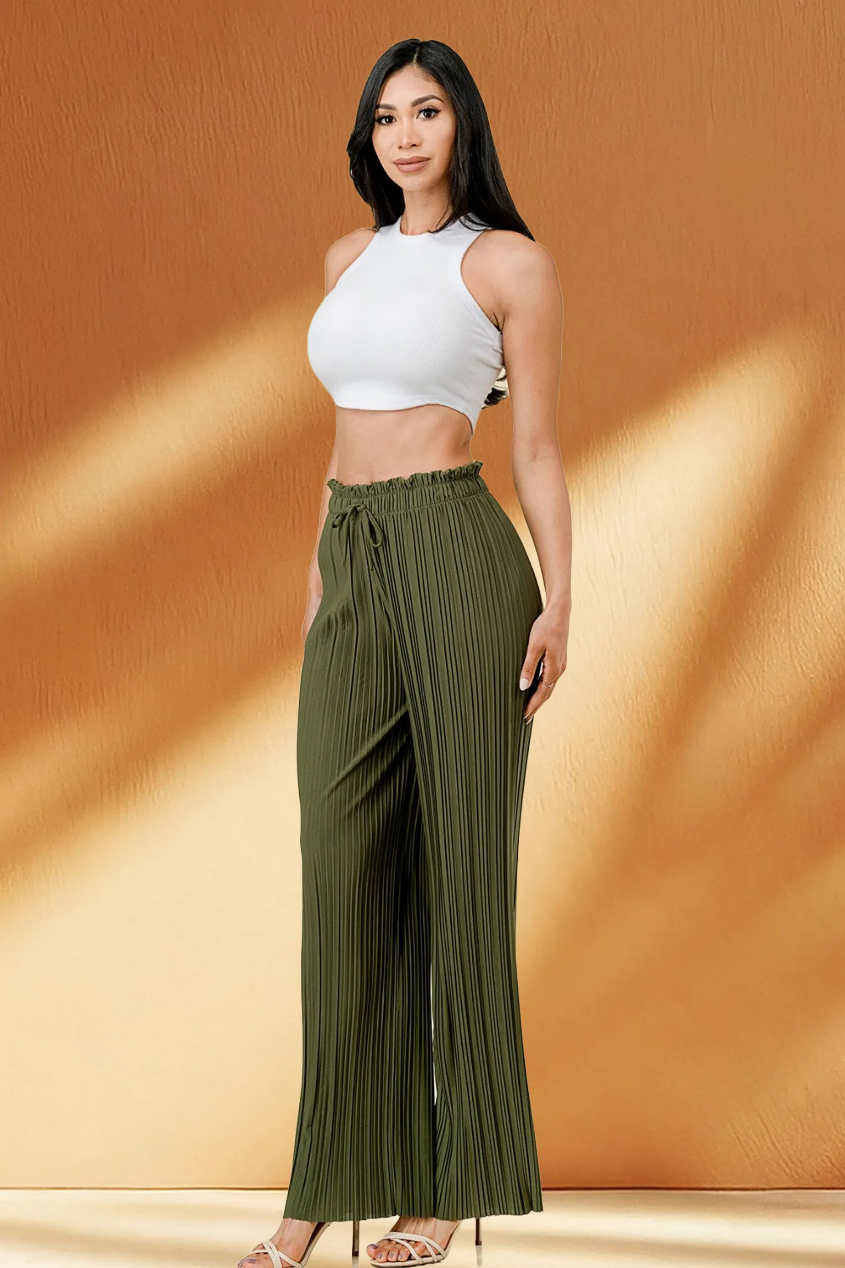 Solid Pleated Pants