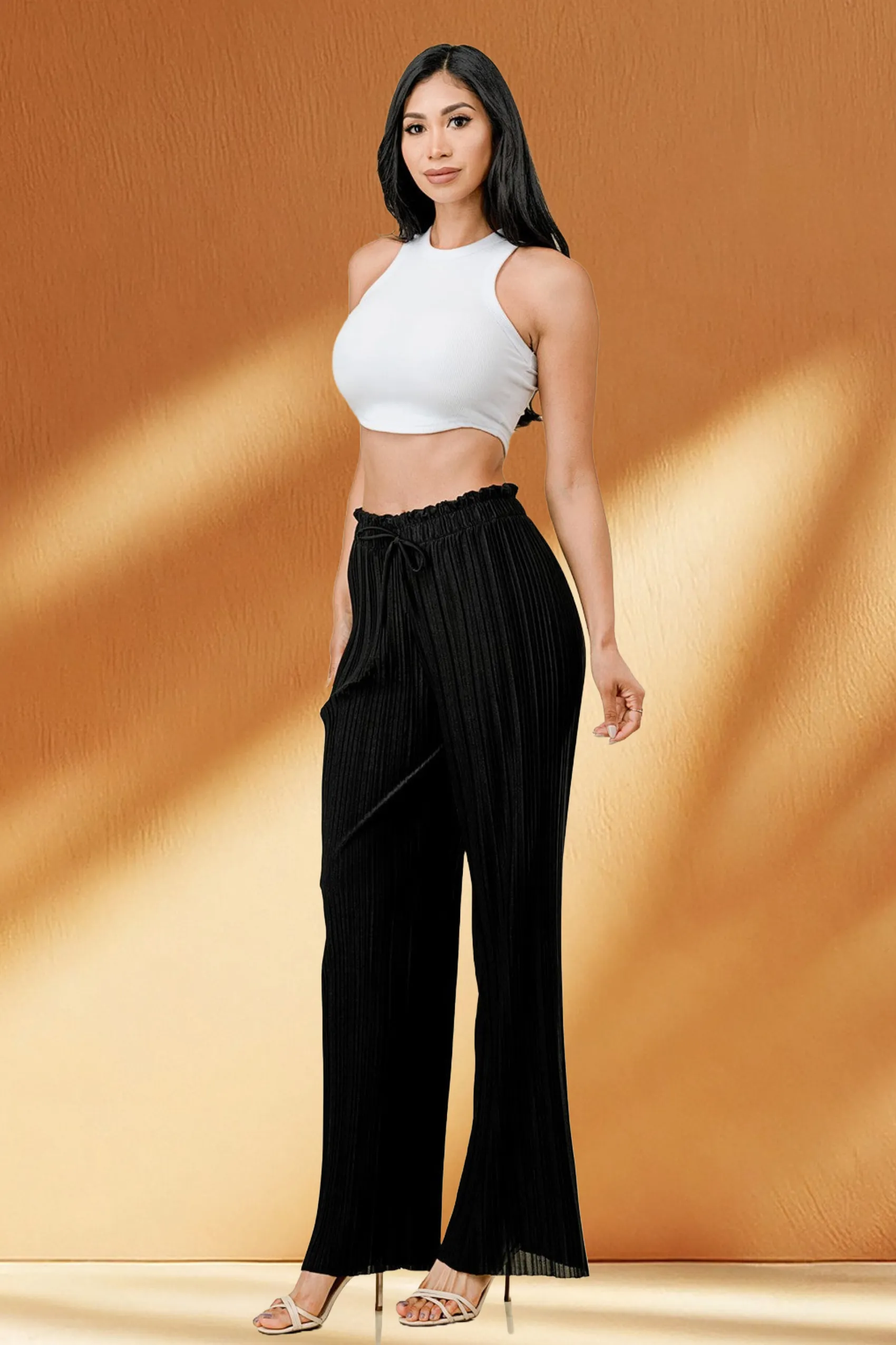 Solid Pleated Pants