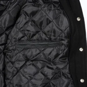 Spine Spark Grey Wool Varsity Jacket White Leather Sleeves