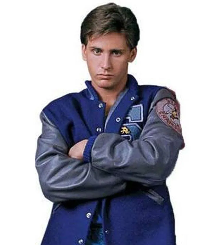 Spine Spark The Breakfast Club Navy Wool Varsity Jacket Grey Leather Sleeves