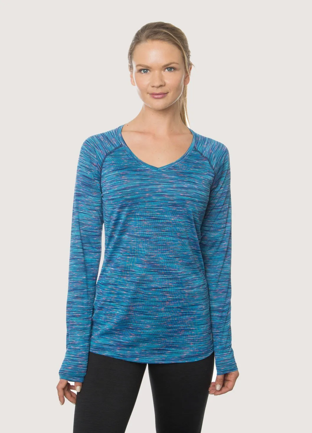 Stratus Speckled Space Dye Long Sleeve V-Neck Tee