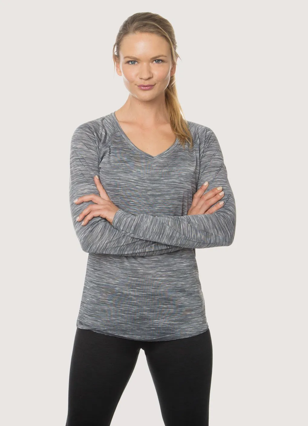 Stratus Speckled Space Dye Long Sleeve V-Neck Tee