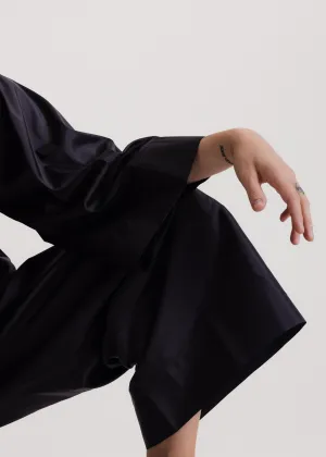 Taffeta Pleated Pants in Black