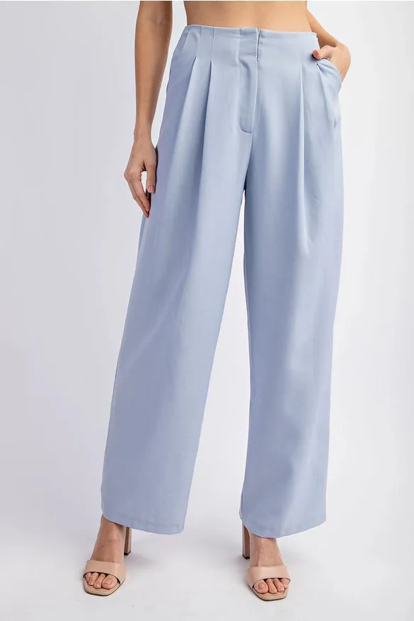 Textured Woven Pleated Wide Pants