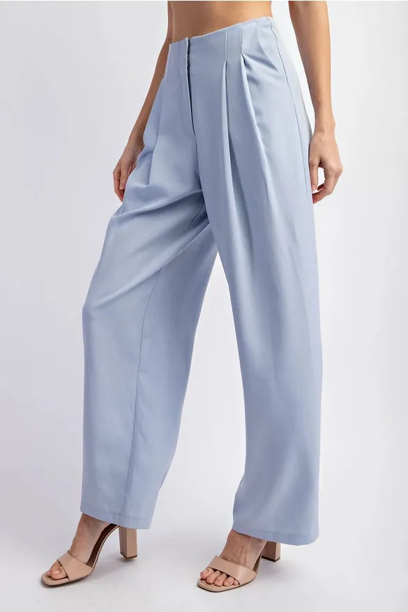 Textured Woven Pleated Wide Pants