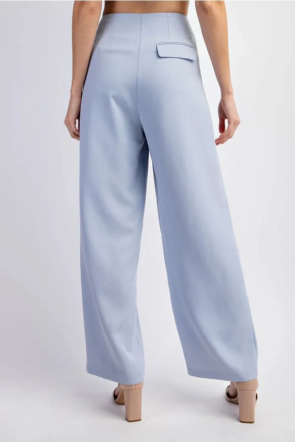 Textured Woven Pleated Wide Pants