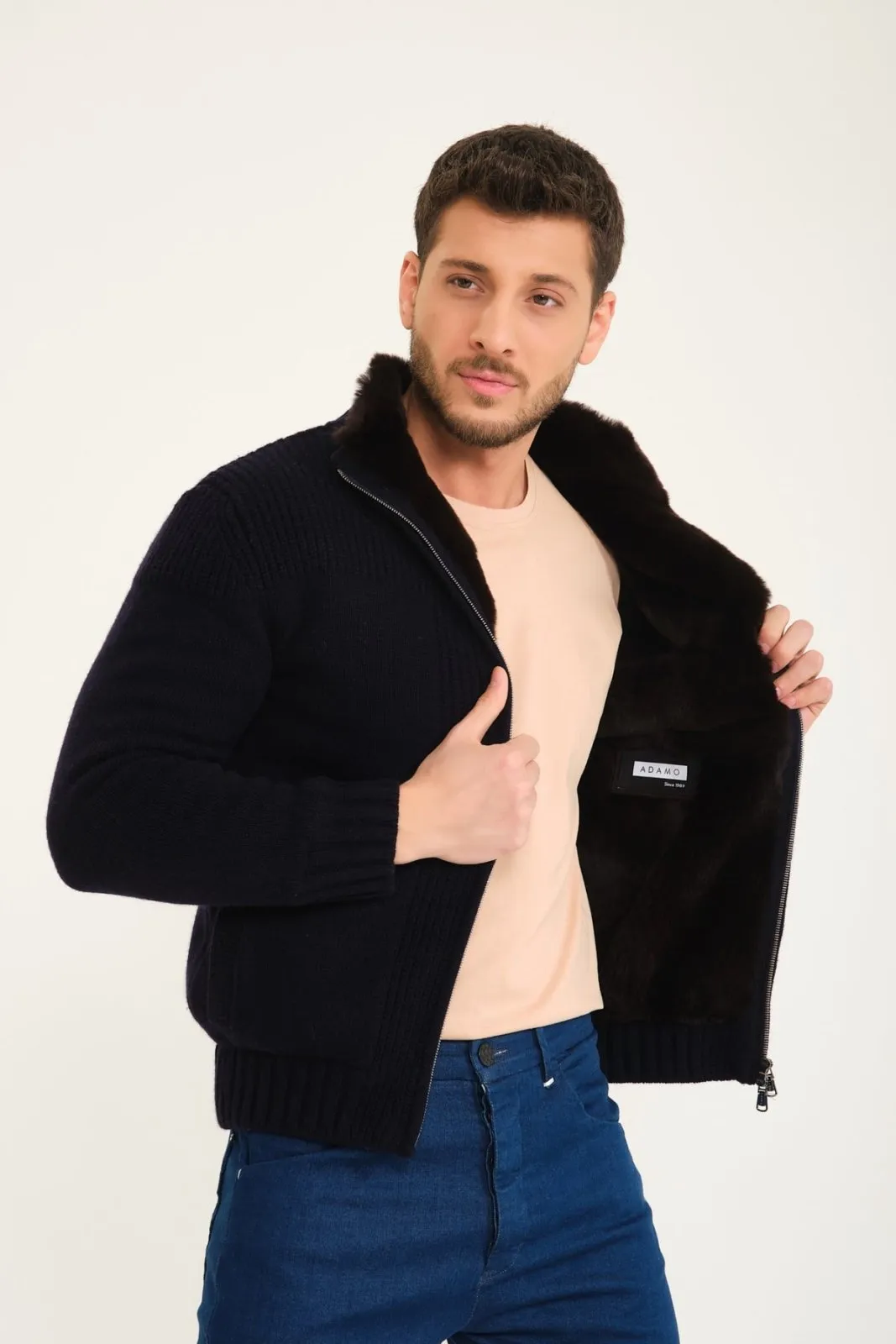 Whisper Wool Cardigan with Rex Fur