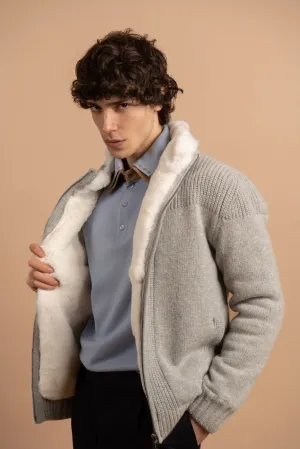 Whisper Wool Cardigan with Rex Fur