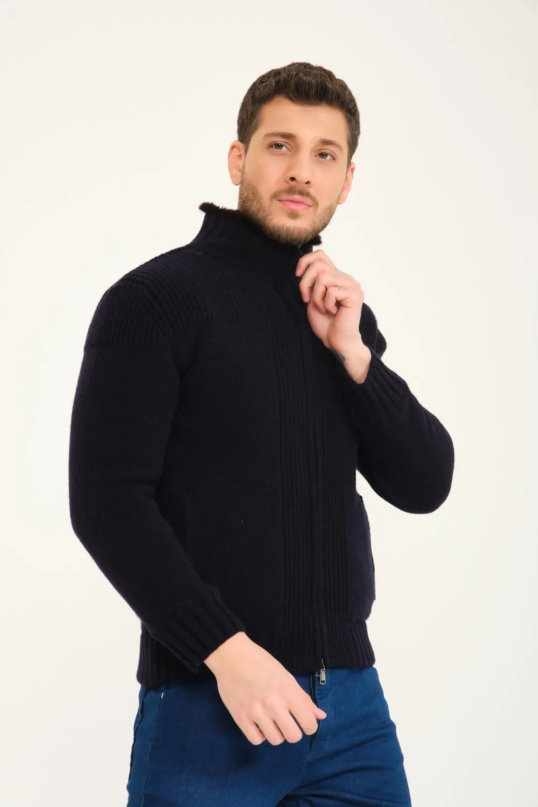 Whisper Wool Cardigan with Rex Fur