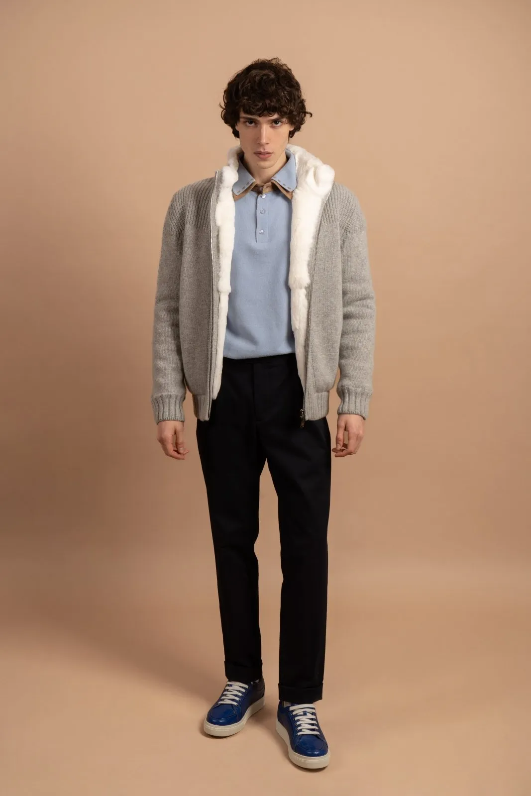 Whisper Wool Cardigan with Rex Fur