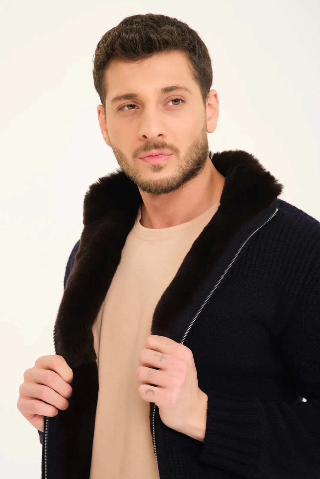 Whisper Wool Cardigan with Rex Fur