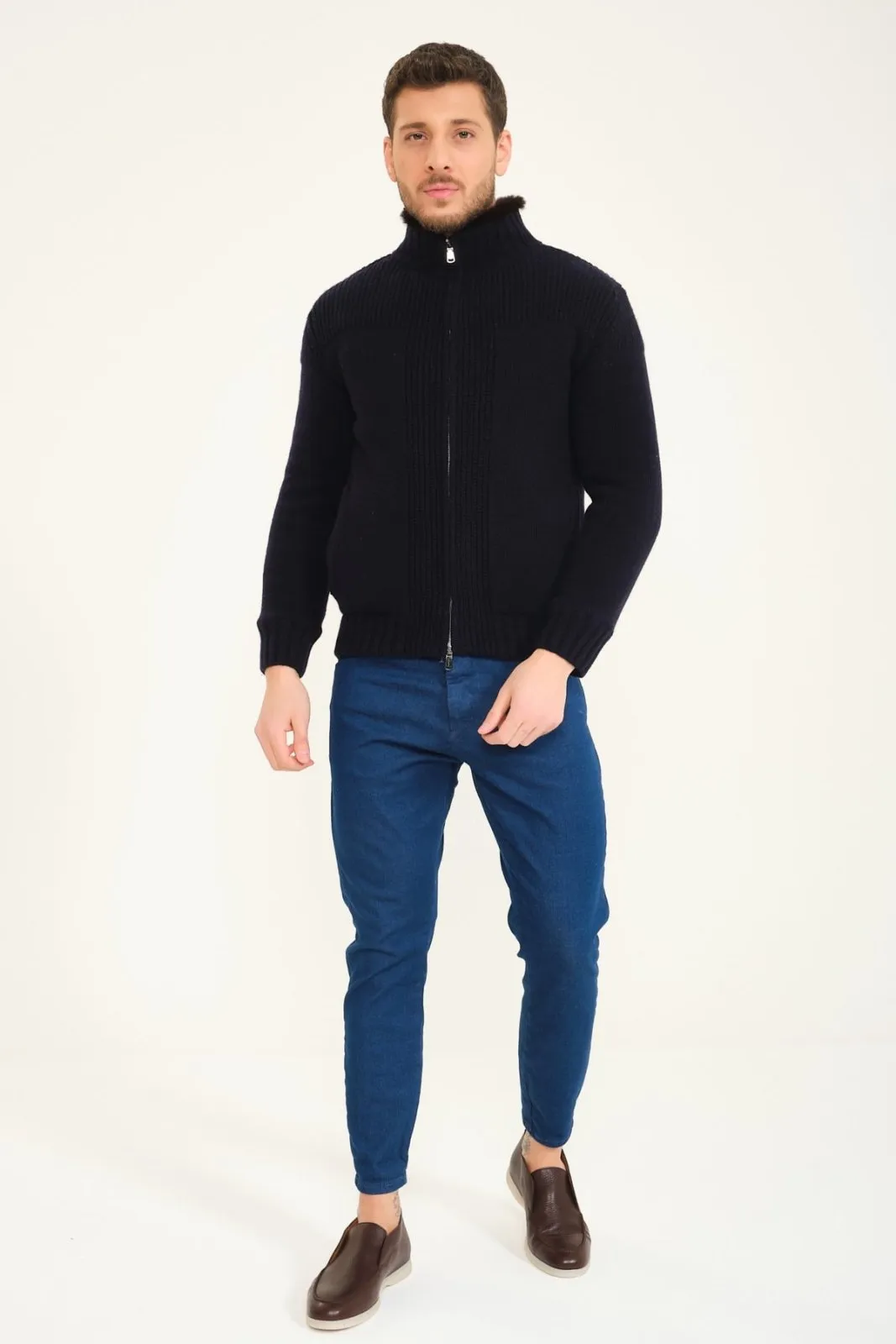 Whisper Wool Cardigan with Rex Fur