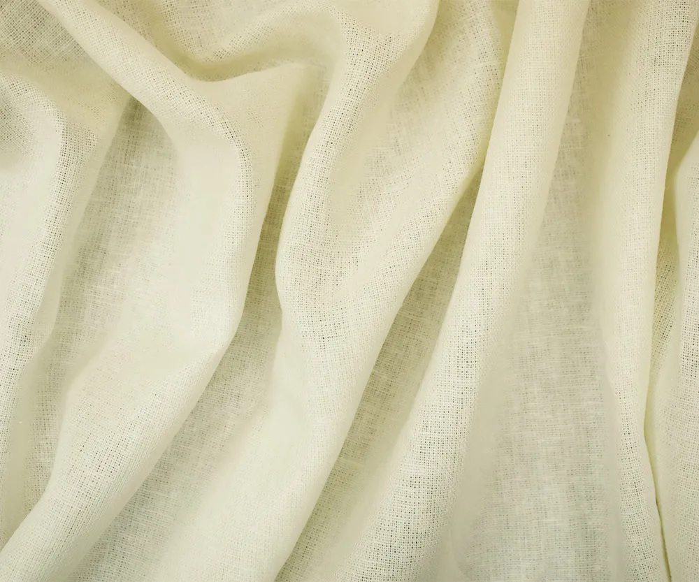 White Solid Linen Woven Shirting Fabric